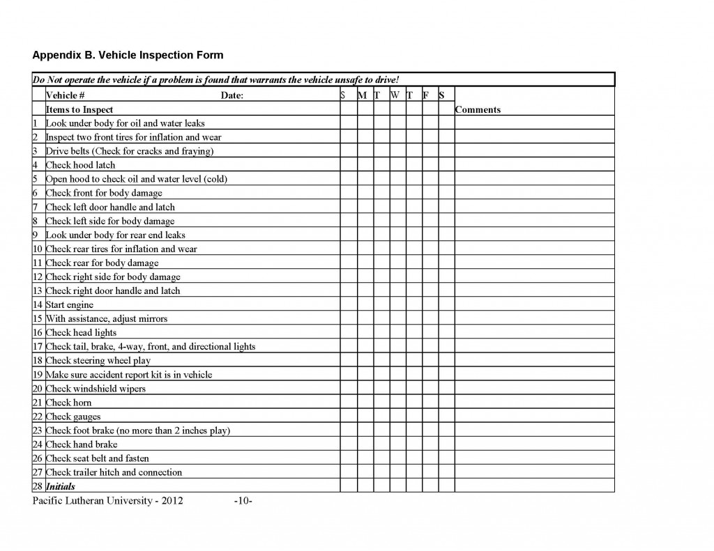 Vehicle Inspection Form