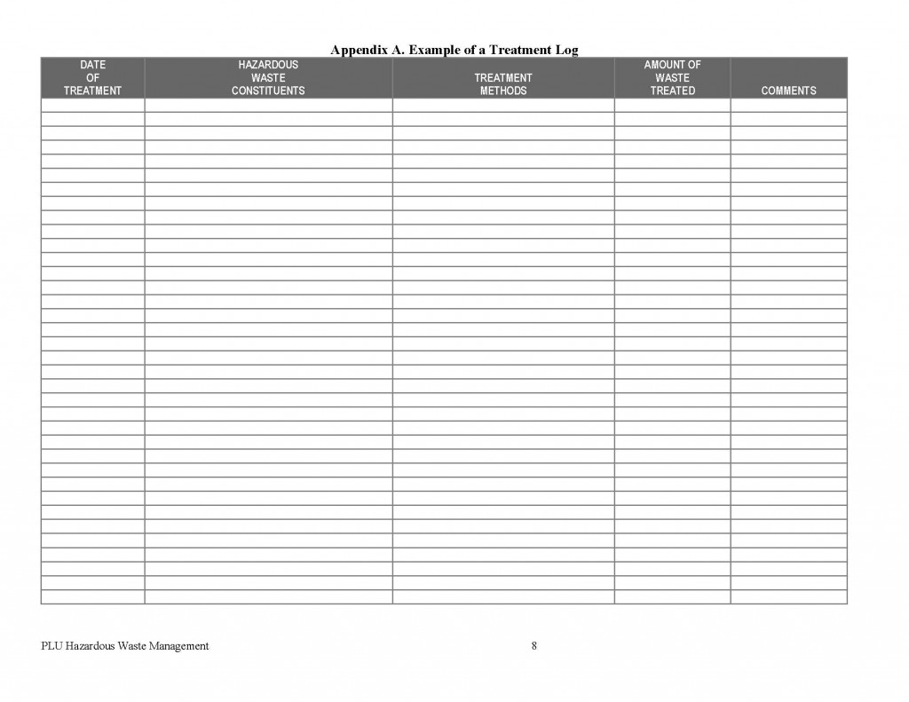 Appendix A. Example of a Treatment Log