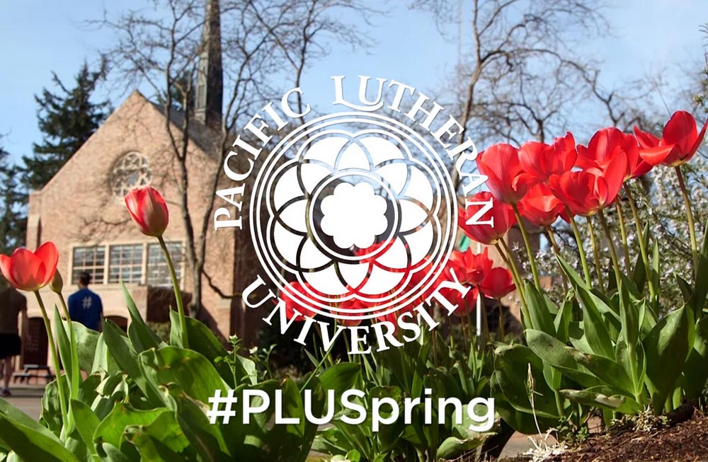 PLU Rose window with Karen Hille Phillips Center for the Performing Arts in the background