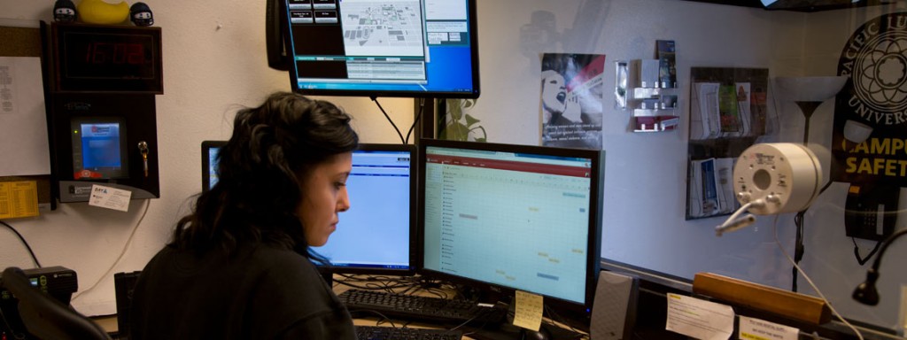 Student working in Campus Safety office