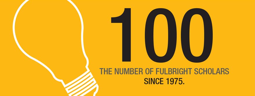 Graduate Outcomes banner - 100 The number of fulbright scholars since 1975
