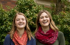 PLU's 2015 Peace Scholars Ellie Lapp, left, and Taylor Bozich.