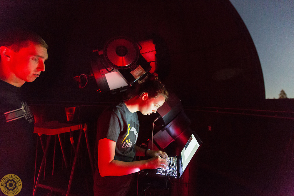 Justin deMattos and Megan Longstaff in the Keck Observatory.