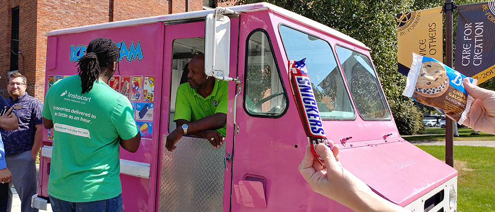 Hans picking out some ice cream at the truck