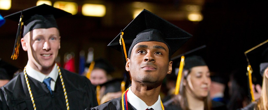 Students walking during Commencement