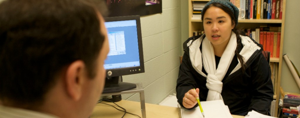 Student talking to advisor