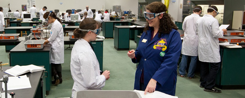 Students working in labs at Rieke Science Center