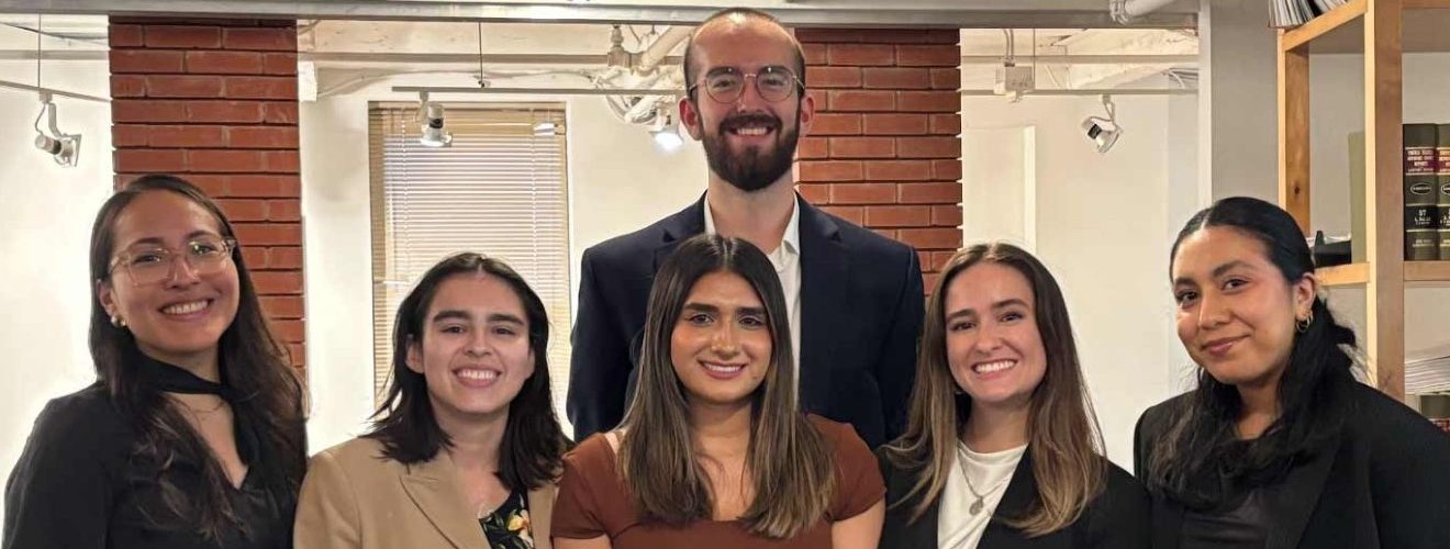 Areli Arauja Ruiz (front center) spent summer 2025 interning with the Mexican American Legal Defense and Educational Fund (MALDEF)
