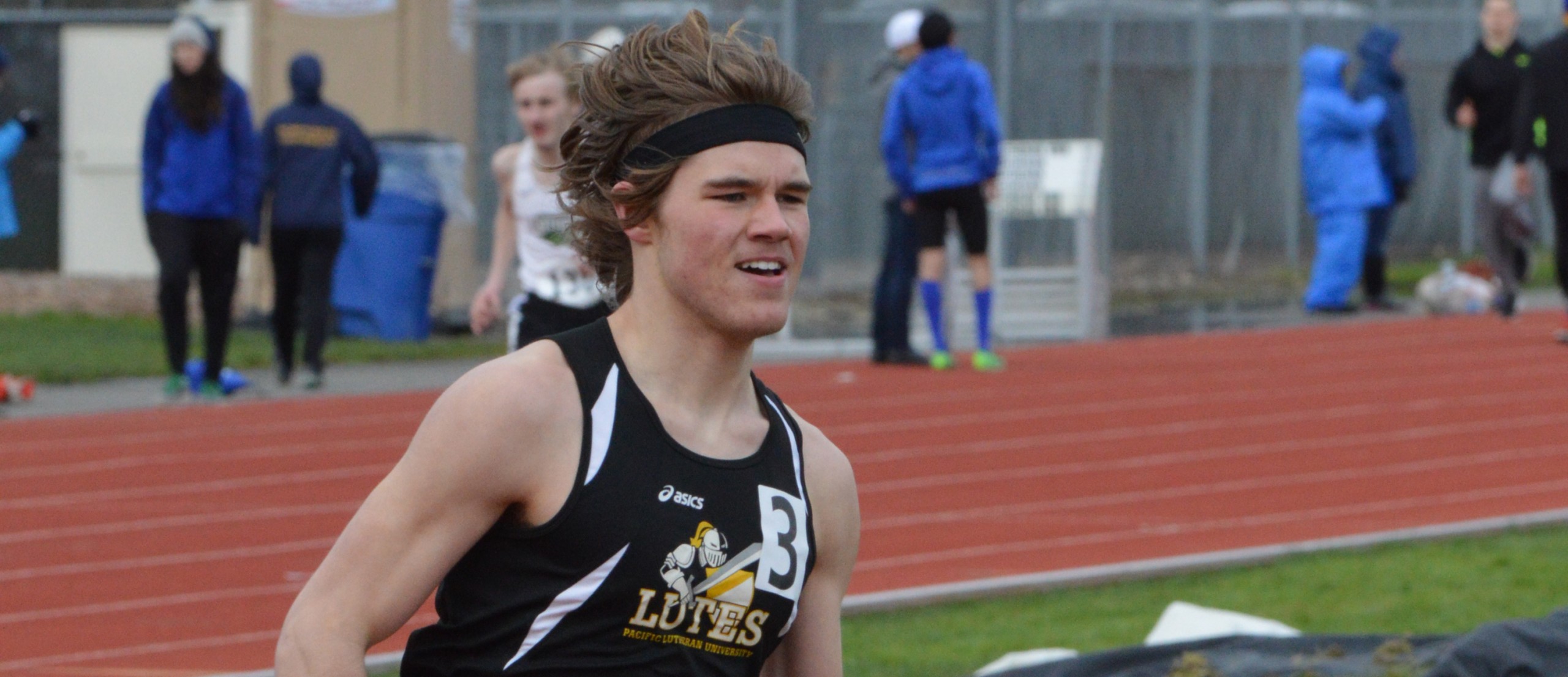 Tom Pfeifle running on the PLU Track and Field team. (Photo courtesy of PLU Athletics)