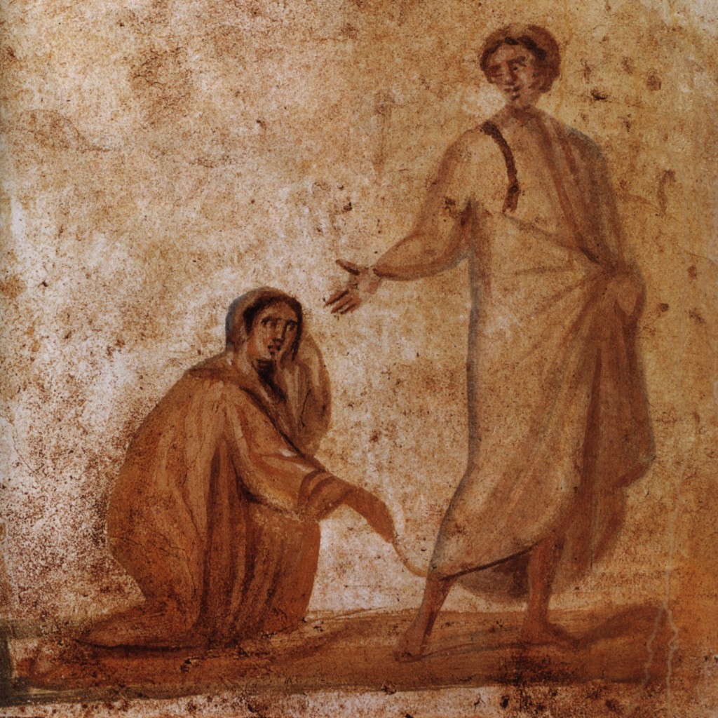 Healing_of_a_bleeding_women_Marcellinus-Peter-Catacomb Healing_of_a_bleeding_women_Marcellinus-Peter-Catacomb