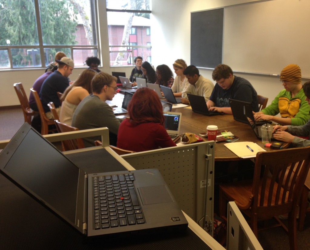 Mobile Laptop Cart - students are using the computers