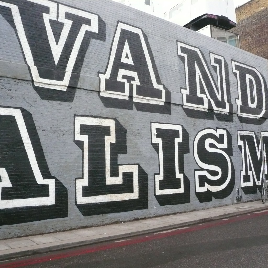 photo by Cory Doctorow - "Vandalism" painted on side of building