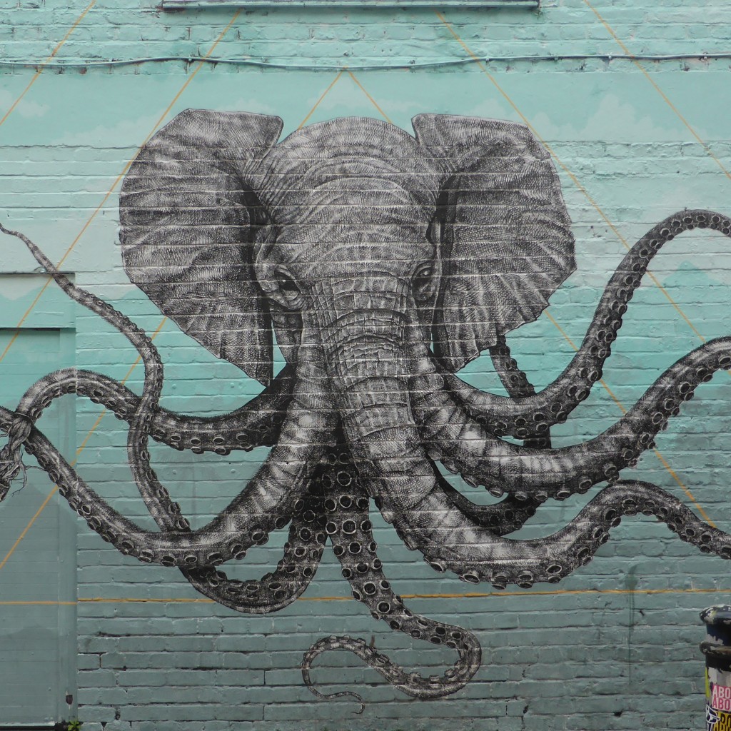 photo by Duncan C - painting of elephant head with octopus tentacles as trunks