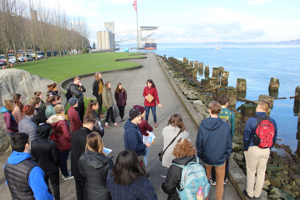 Nathalie Op De beck's English 234 class on the tacoma waterslide