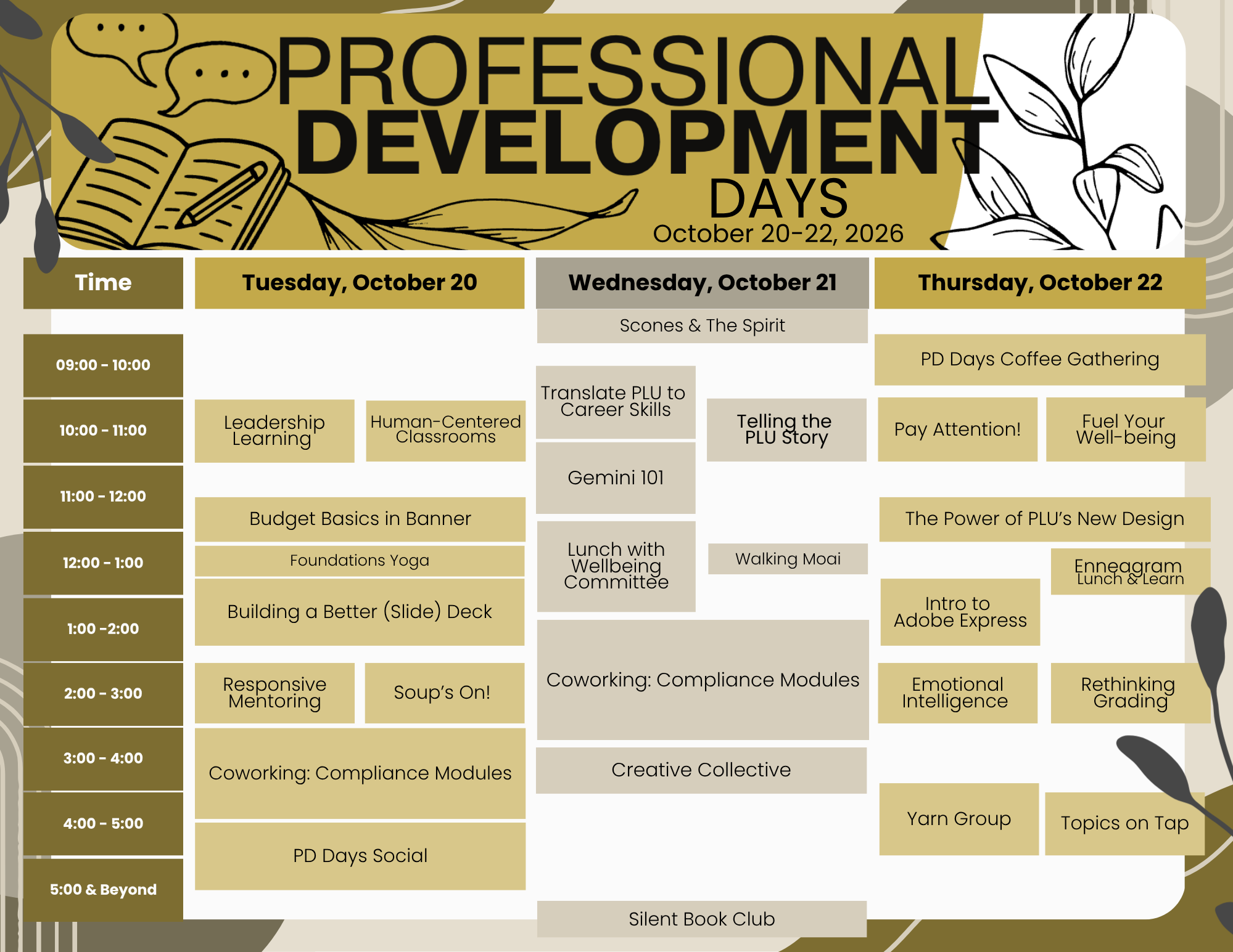 2026 Fall PD Days Schedule PD Days Schedule (Visual Blocking of Sessions Below)
