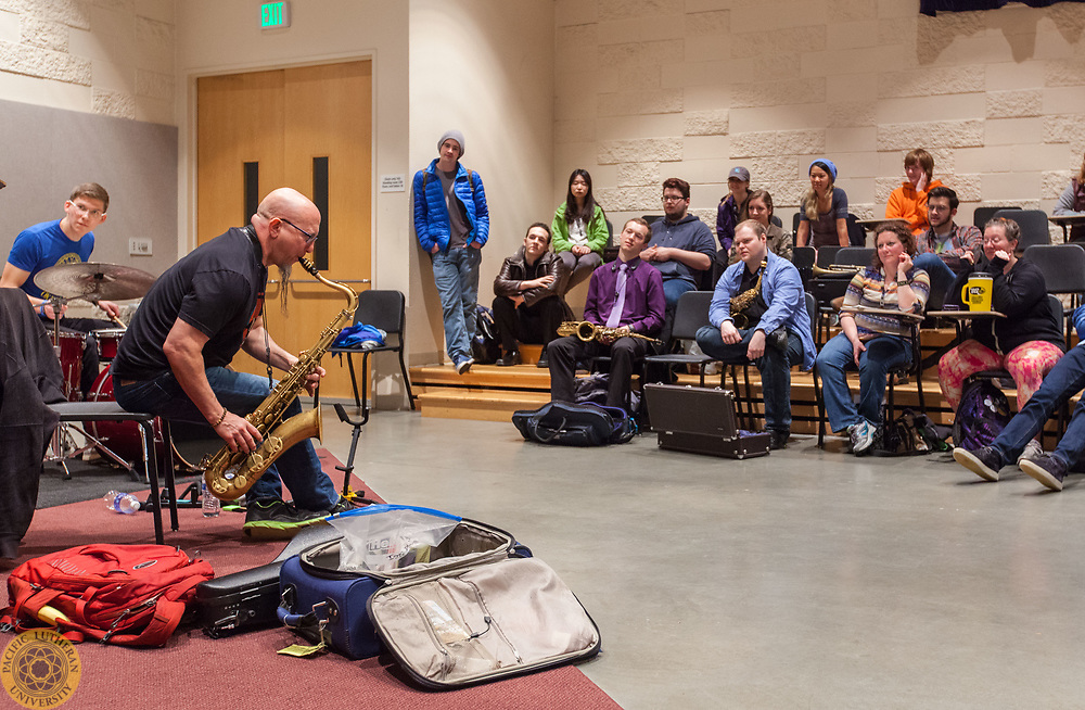 Jeff Coffin practicing with students
