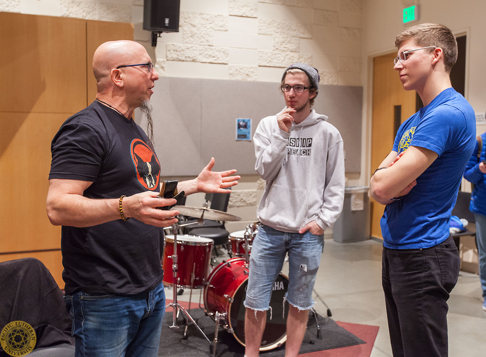 Jeff Coffin talking to a couple of students