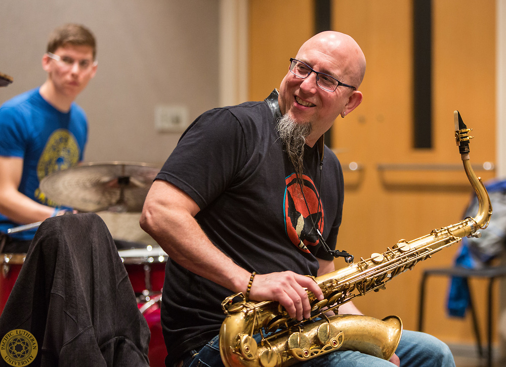 Jeff Coffin practicing with students