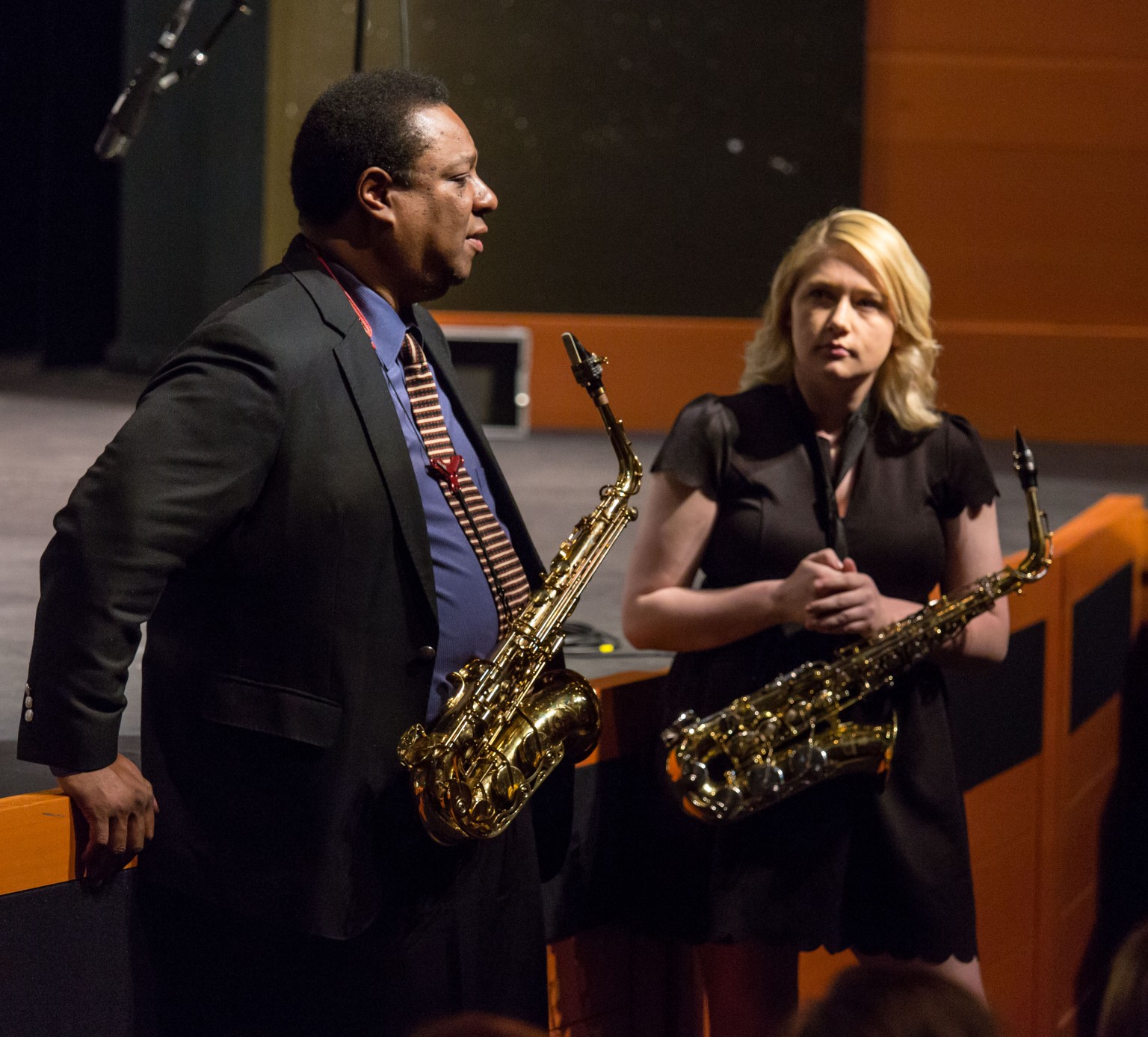 Vincent Herring talking to student