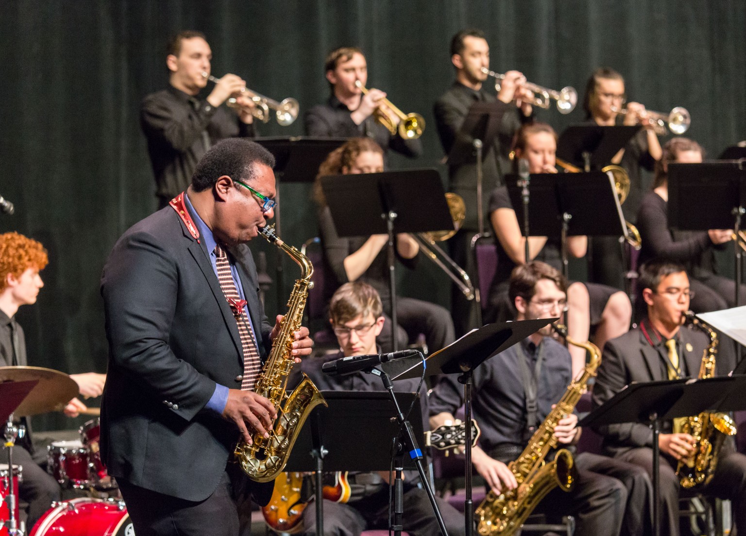 Vincent Herring playing with students