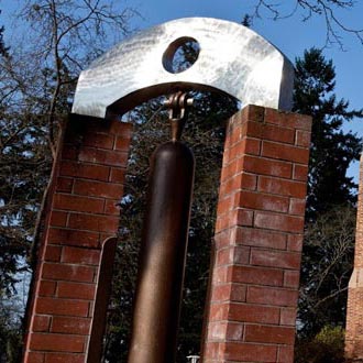 The Centennial Bell on PLU's Red Square.