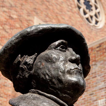 A bust of Marting Luther on PLU's Red Square.