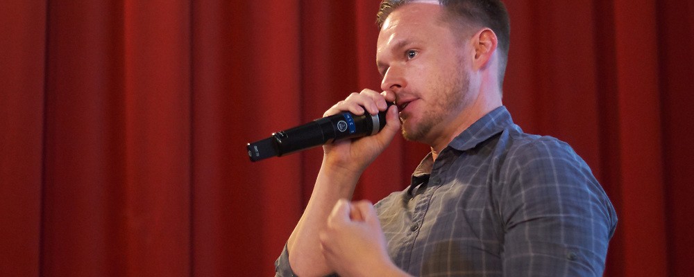 Prof. Corey Cook, of PLU’s Dept. of Psychology, curated “Science on Screen” at the Grand Cinema on Monday, May 20, 2019.