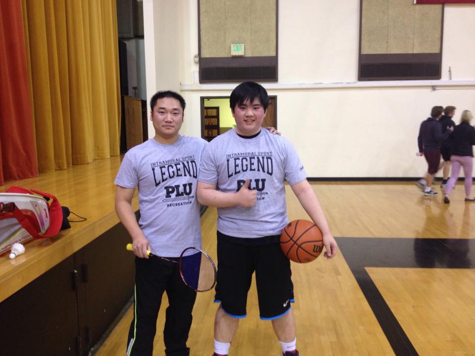 two students in gym