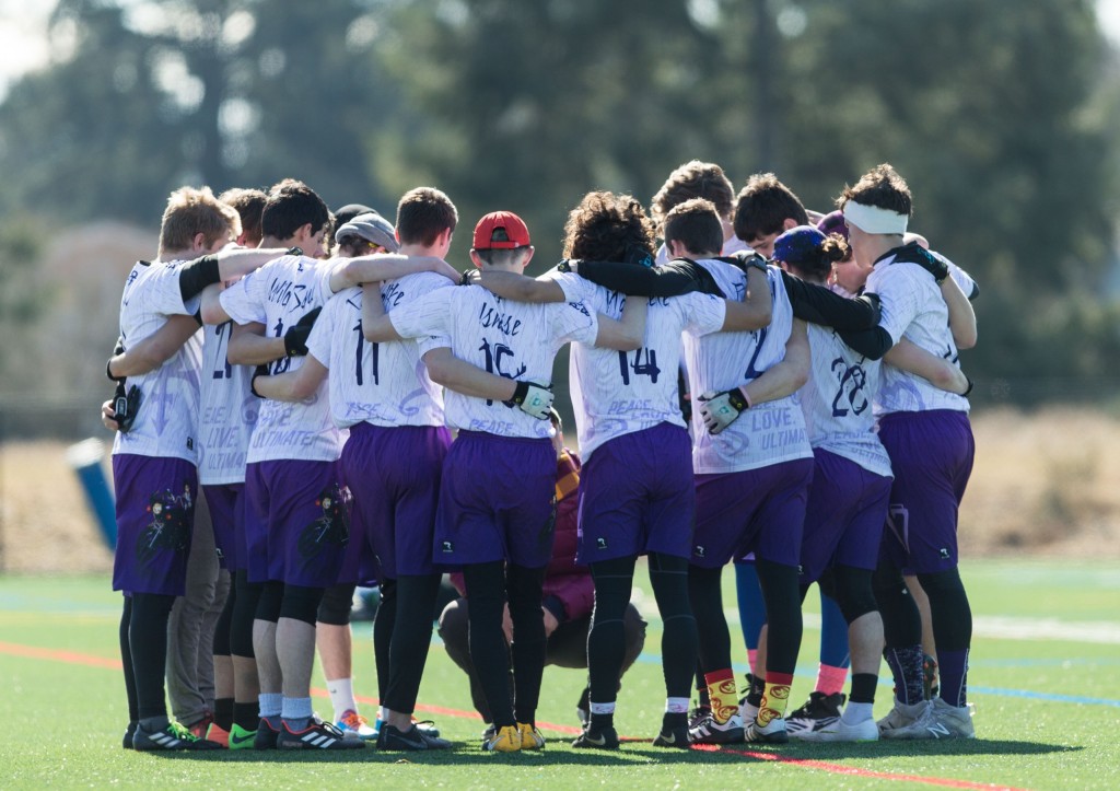 Men's Ultimate Frisbee at PLU, March 2, 2019. (Photo: PLU/John Froschauer)