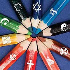 color pencils with religious symbols on them