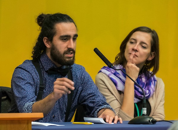 Students speaking at the Holocaust Conference