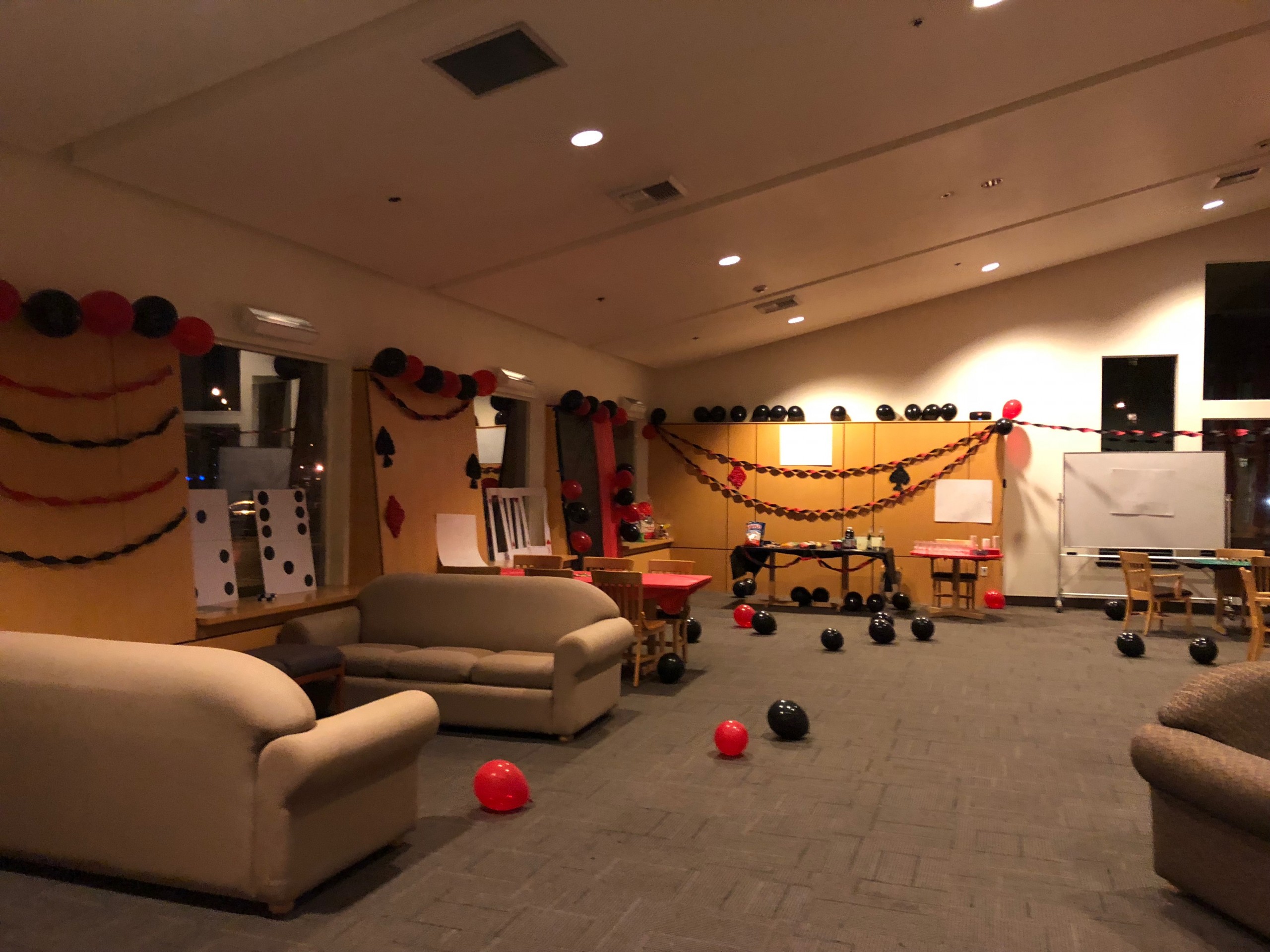 South Hall lobby decorated for Casino Night
