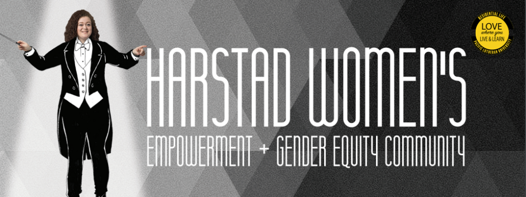 Student conducting (a concert); "Harstad Women's Empowerment & Gender Equity Community"