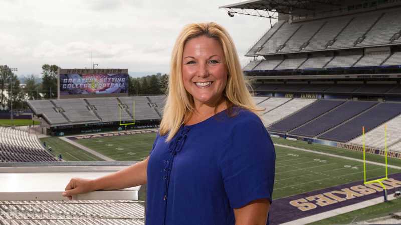 PLU grad Jen Cohen, Athletics Director at University of Washington, at Husky Stadium at UW