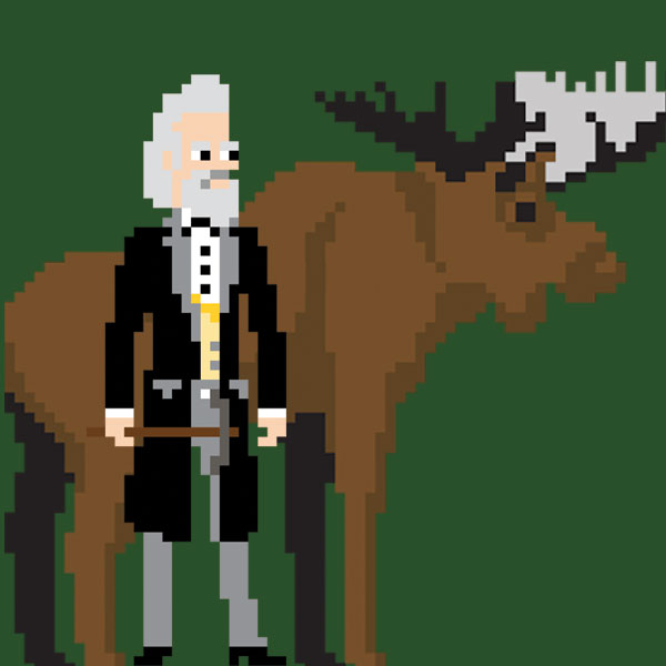 Bjug Harstad and a moose in 8-bit form