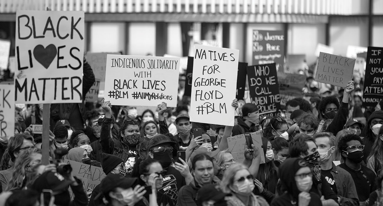 People gather in support of the Black Lives Matter movement