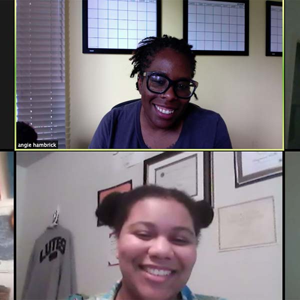 Members of the PLU dCenter meeting in a virtual meeting room