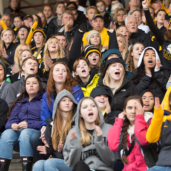 PLU students cheering at a game