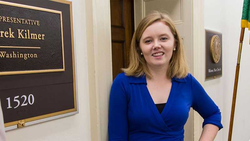 Martha Spieker ’16 serves as the Press Assistant and Legislative Correspondent in the Washington D.C. office of Congressman Derek Kilmer. (Photo by John Froschauer)