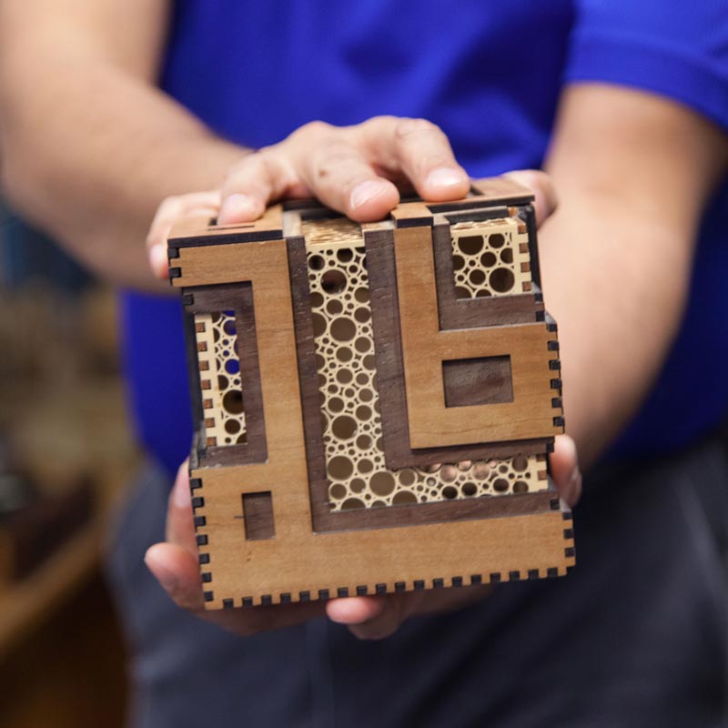 PLU Alumni Billy Davis in the FabLab that he is co-owner of in Tacoma