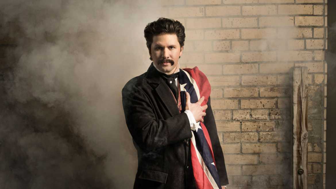 Louis Hobson dressed as assassin John Wilkes Booth