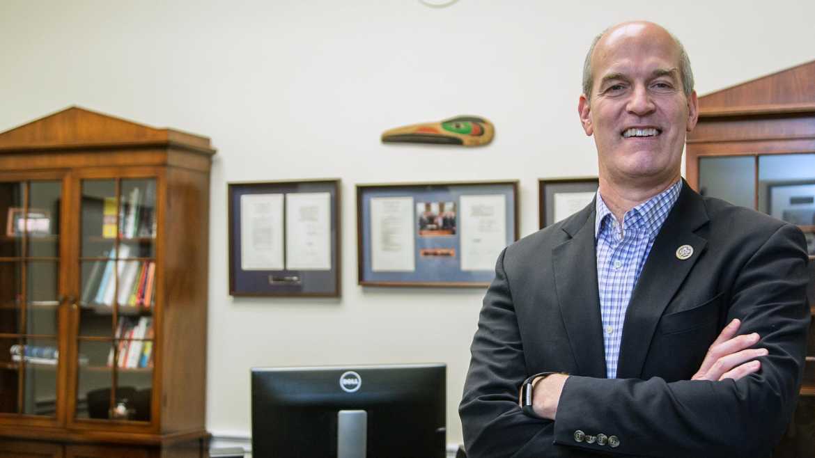 Rep. Rick Larsen in his Washington, D.C. office, Thursday, Jan. 19, 2017. (Photo: John Froschauer/PLU)