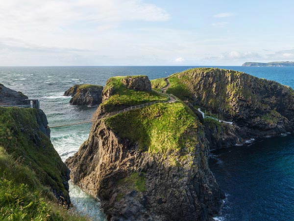 A scenic rope bridge in Northern Ireland