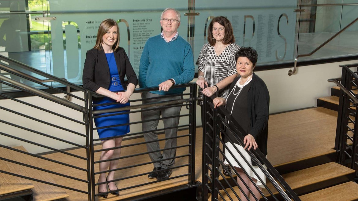 From left to right: Kari Plog ’11, Allan Belton, Laree Winer '15 and Eva Frey ’95