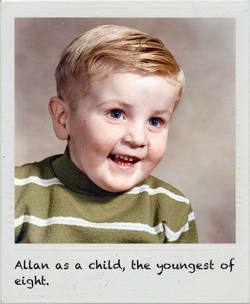 Allan as a child, the youngest of eight.