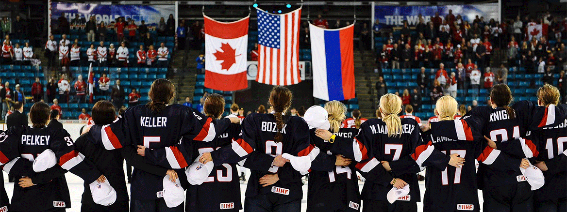 A team picture of the USA Women's Hockey team.