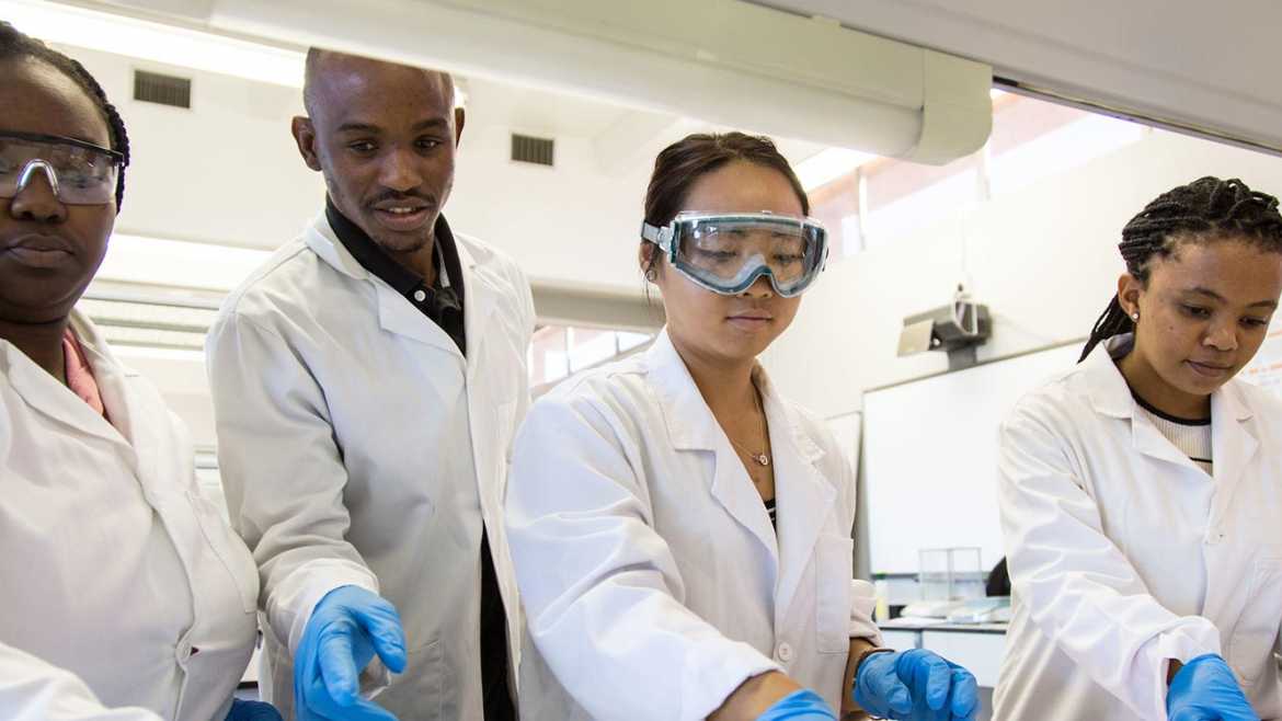 Namibia - students doing lab tests