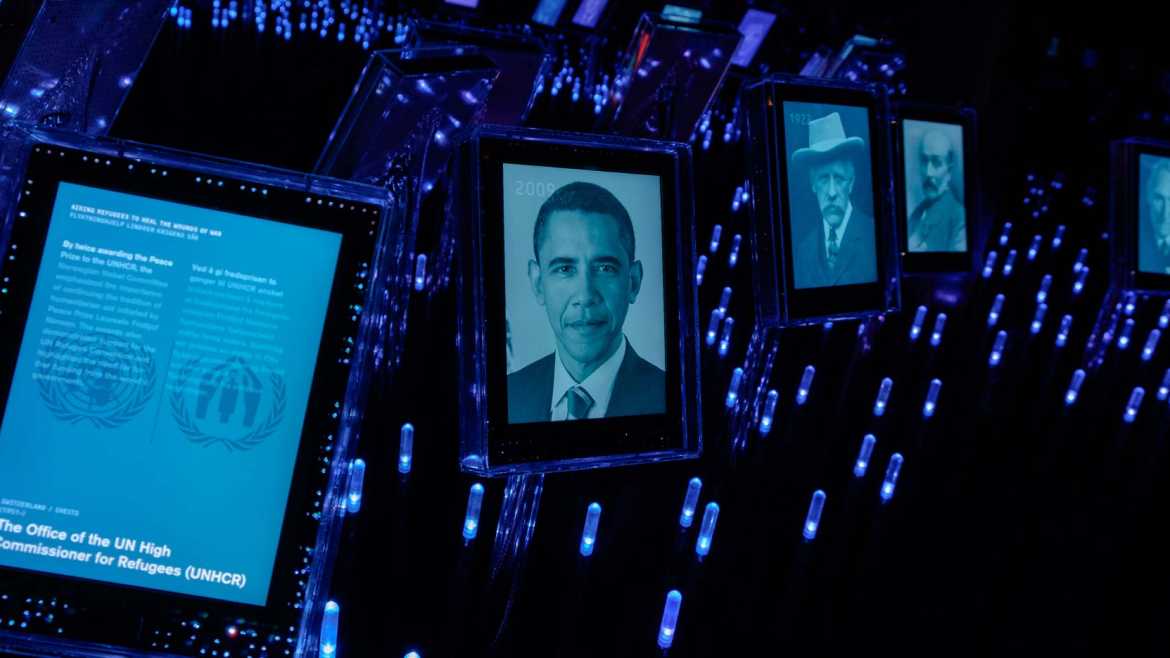iPads filled with information about peace prize recipients in Oslo, Norway