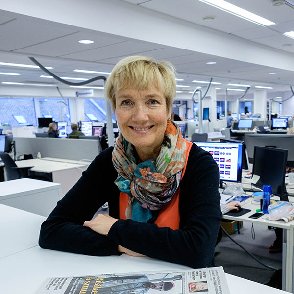 Hilde Bjørhovde at her job Aftenposten in Norway