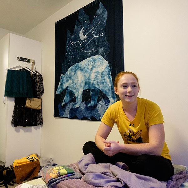 Molly Ivey '20 sitting in her room in Norway